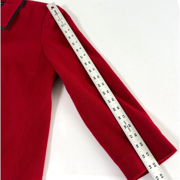Louben Blazer Womens 10 Red Black Trim Wool Cashmere Button Front Jacket - Picture 8 of 11